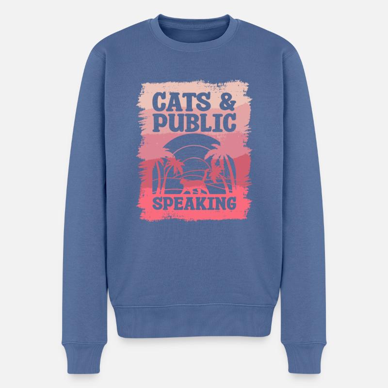 Chats & Conférencier Conférencier - Pull Premium bio Homme - bleu pigeon