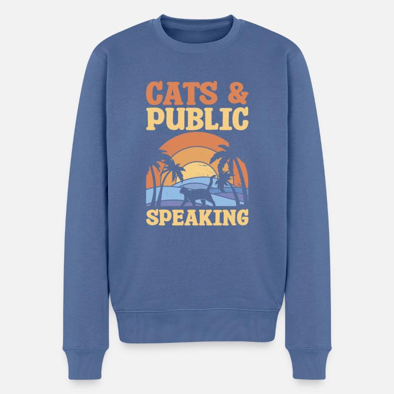 Katzen & Öffentliches Reden Redner - Männer Premium Bio Pullover - Taubenblau