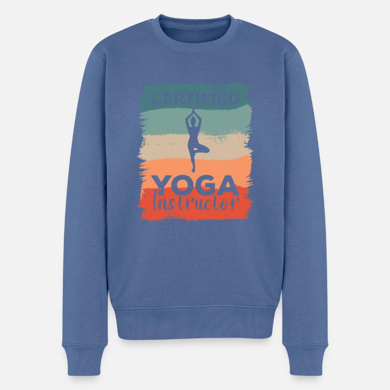 Instructeur de yoga certifié Méditation - Pull Premium bio Homme - bleu pigeon