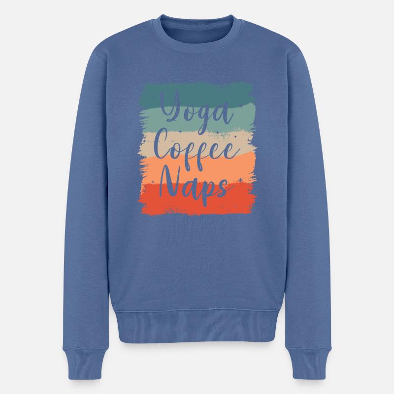 Yoga, Kaffee, Nickerchen, Meditation - Männer Premium Bio Pullover - Taubenblau