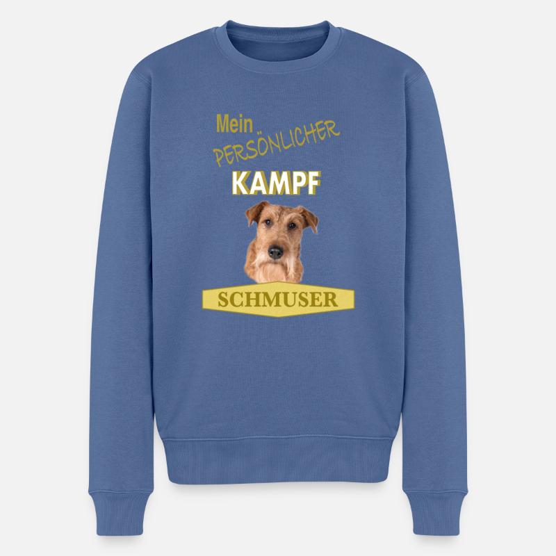 Persönlicher Kampfschmuser - Irish Terrier - Männer Premium Bio Pullover - Taubenblau