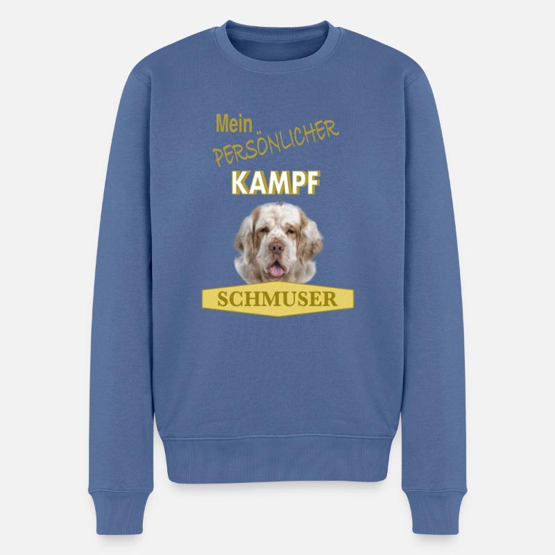 Mein Persönlicher Kampfschmuser - Clumber Spaniel - Männer Premium Bio Pullover - Taubenblau