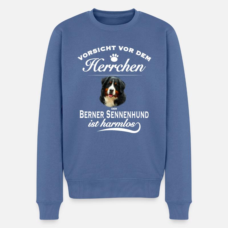 Vorsicht Herrchen, harmlos Berner Sennenhund - Männer Premium Bio Pullover - Taubenblau