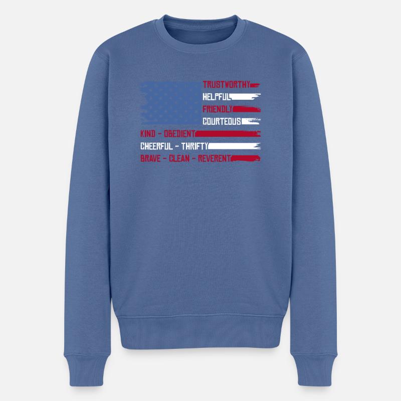 Drapeau américain Boy Scout - Pull Premium bio Homme - bleu pigeon
