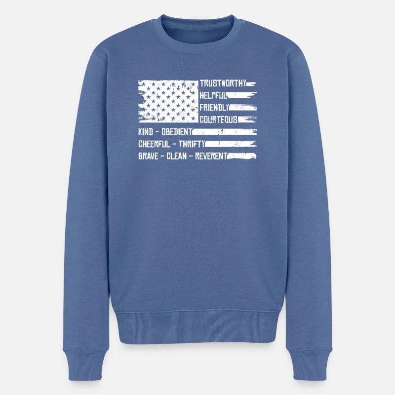 Drapeau américain Boy Scout - Pull Premium bio Homme - bleu pigeon