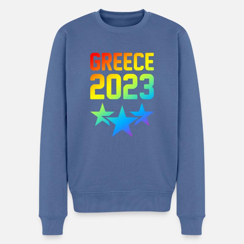 Greece 2023 - Männer Premium Bio Pullover - Taubenblau