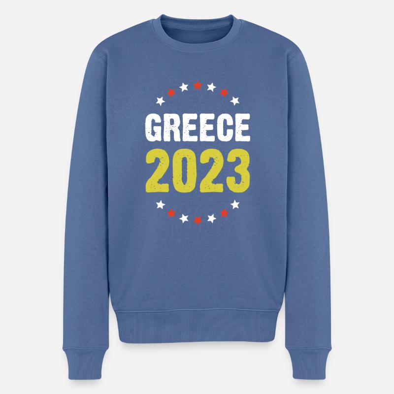 Greece 2023 - Männer Premium Bio Pullover - Taubenblau