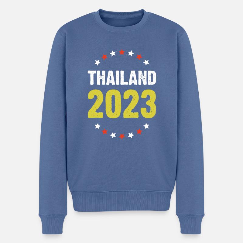 Thaïlande 2023 - Pull Premium bio Homme - bleu pigeon