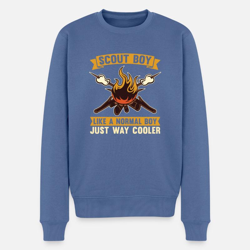 Feu scout - Pull Premium bio Homme - bleu pigeon