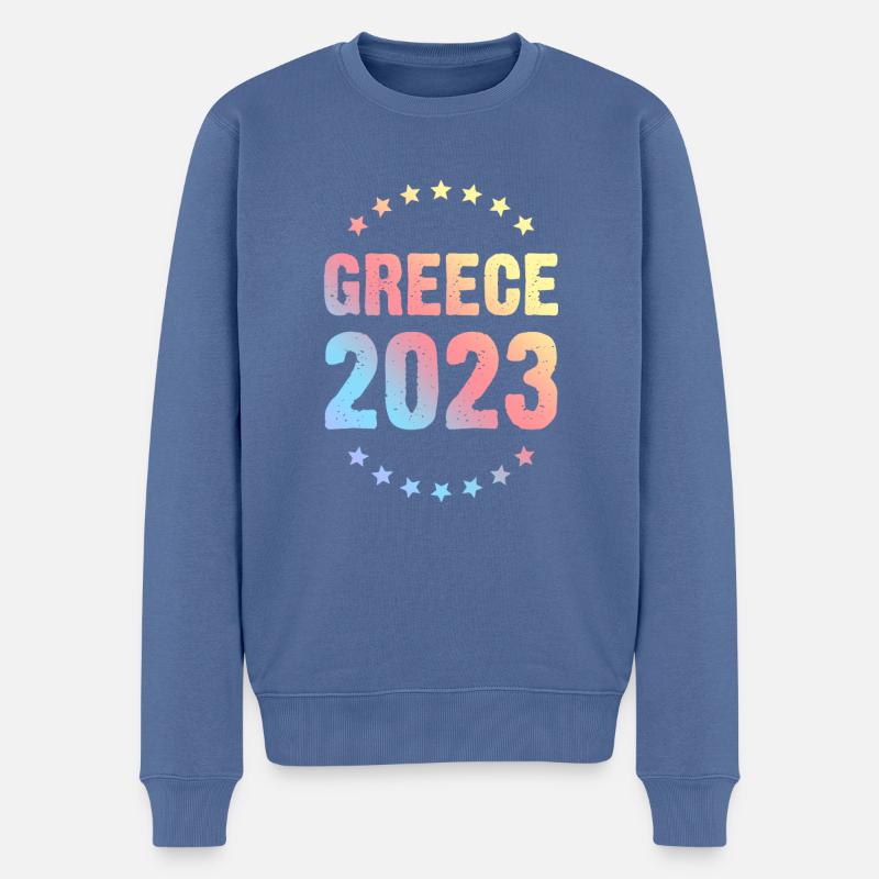 Greece 2023 - Männer Premium Bio Pullover - Taubenblau