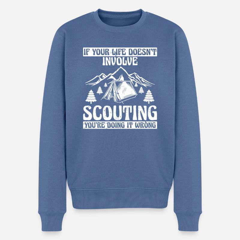 Pfadfinder Witzig - Männer Premium Bio Pullover - Taubenblau