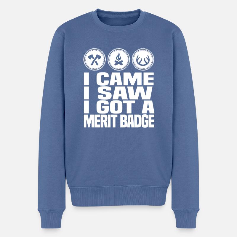 Insigne scout - Pull Premium bio Homme - bleu pigeon