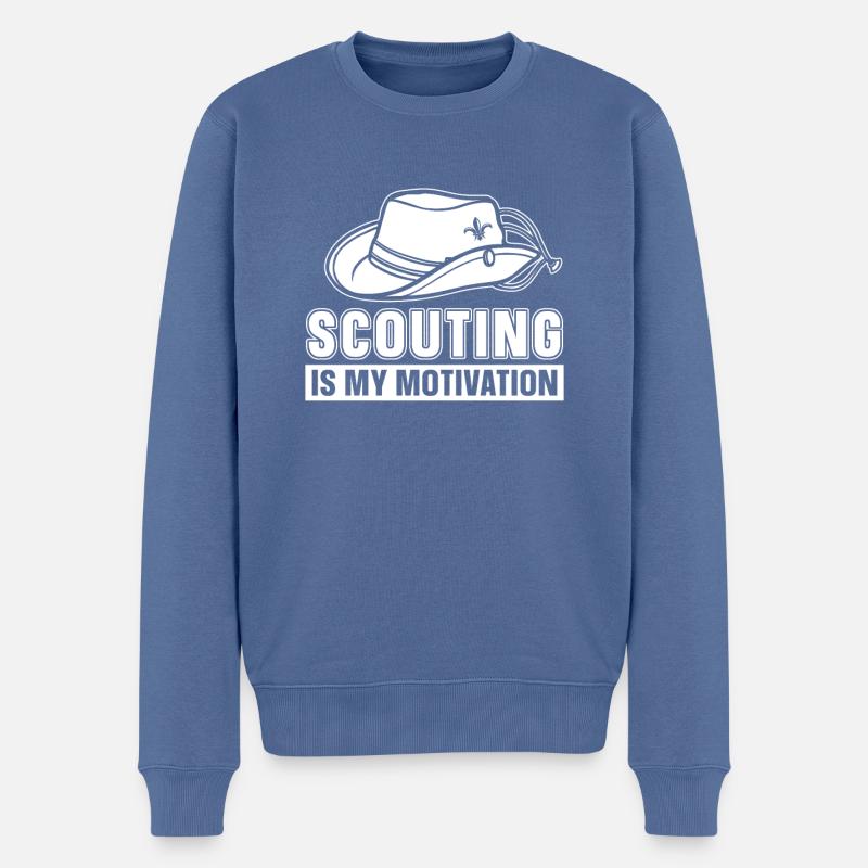 Motivation scoute - Pull Premium bio Homme - bleu pigeon