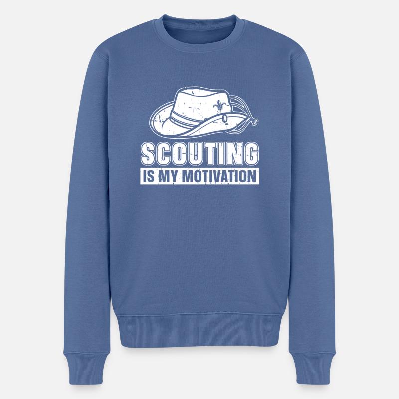 Motivation scoute - Pull Premium bio Homme - bleu pigeon