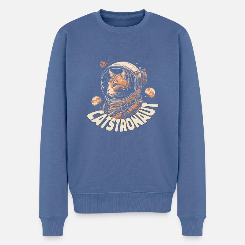 Chat astronaute - Pull Premium bio Homme - bleu pigeon