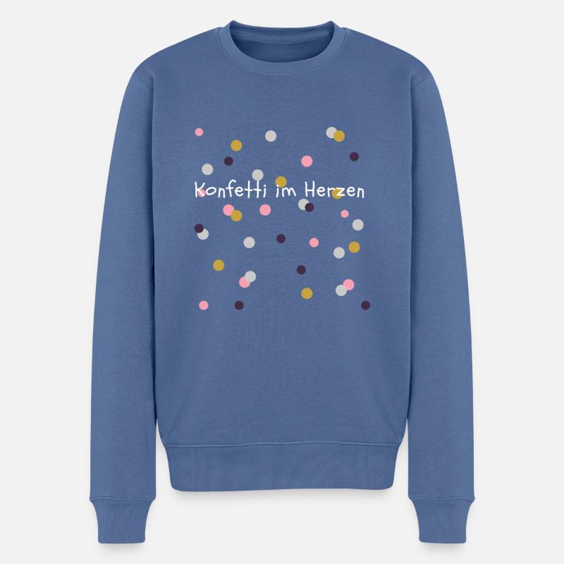 Konfetti im Herzen - Männer Premium Bio Pullover - Taubenblau