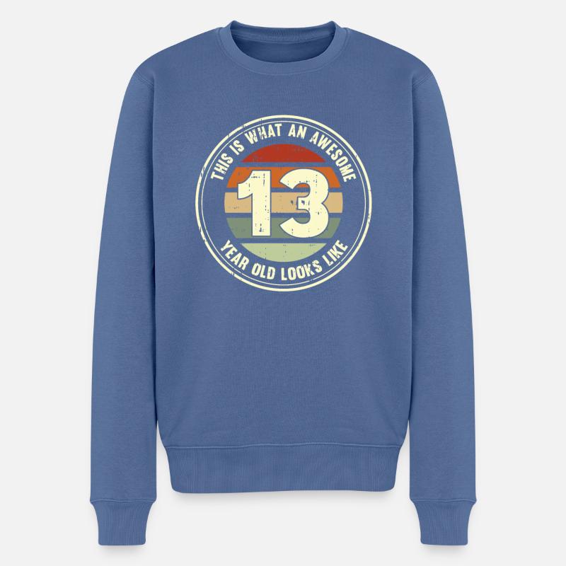 13. Geburtstag so sieht man mit 13 Retro Geschenk - Männer Premium Bio Pullover - Taubenblau