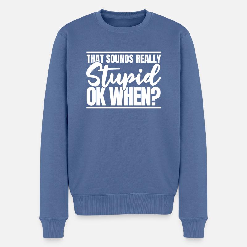 Schwarzer Humor - Männer Premium Bio Pullover - Taubenblau