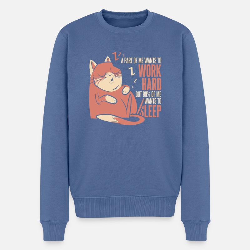 Katze Humor - Männer Premium Bio Pullover - Taubenblau