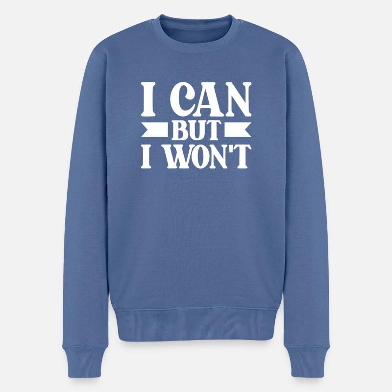 Schwarzer Humor - Männer Premium Bio Pullover - Taubenblau
