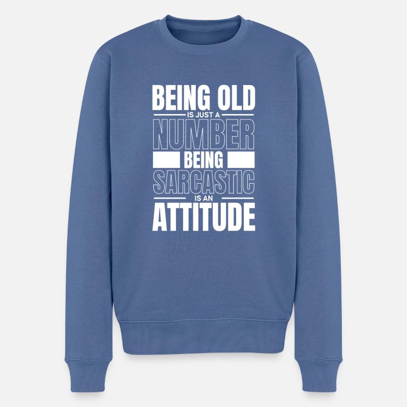 Schwarzer Humor Lustig - Männer Premium Bio Pullover - Taubenblau