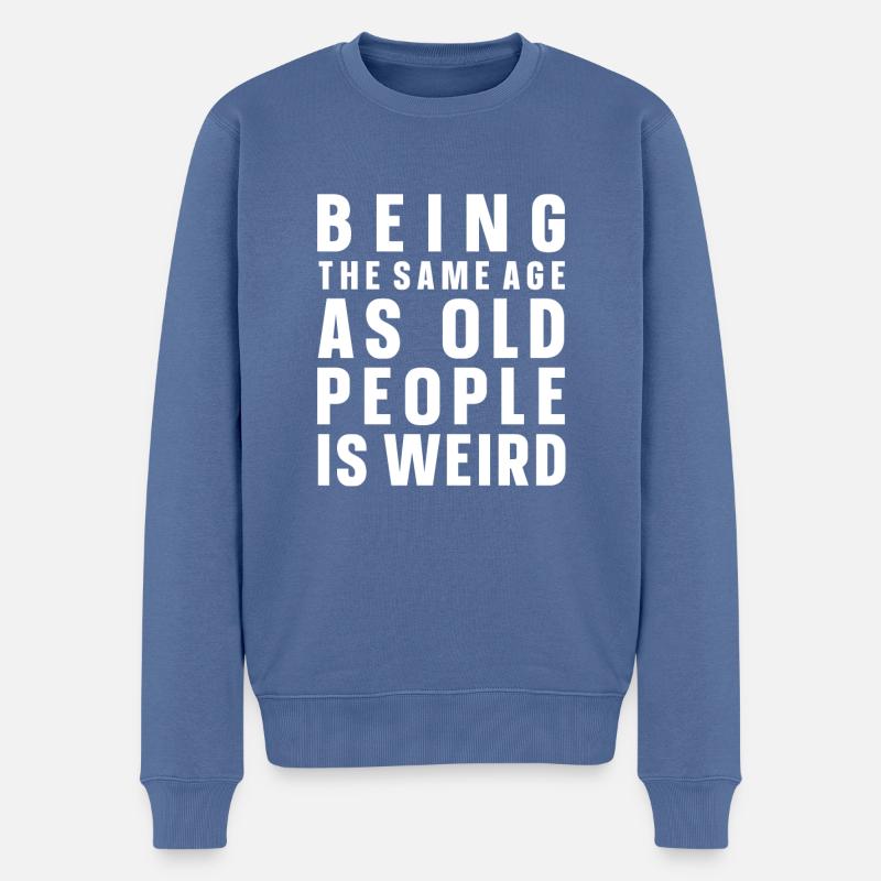 Schwarzer Humor - Männer Premium Bio Pullover - Taubenblau