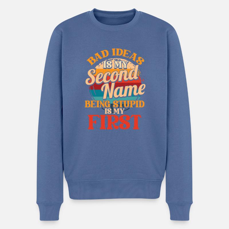 Schwarzer Humor - Männer Premium Bio Pullover - Taubenblau