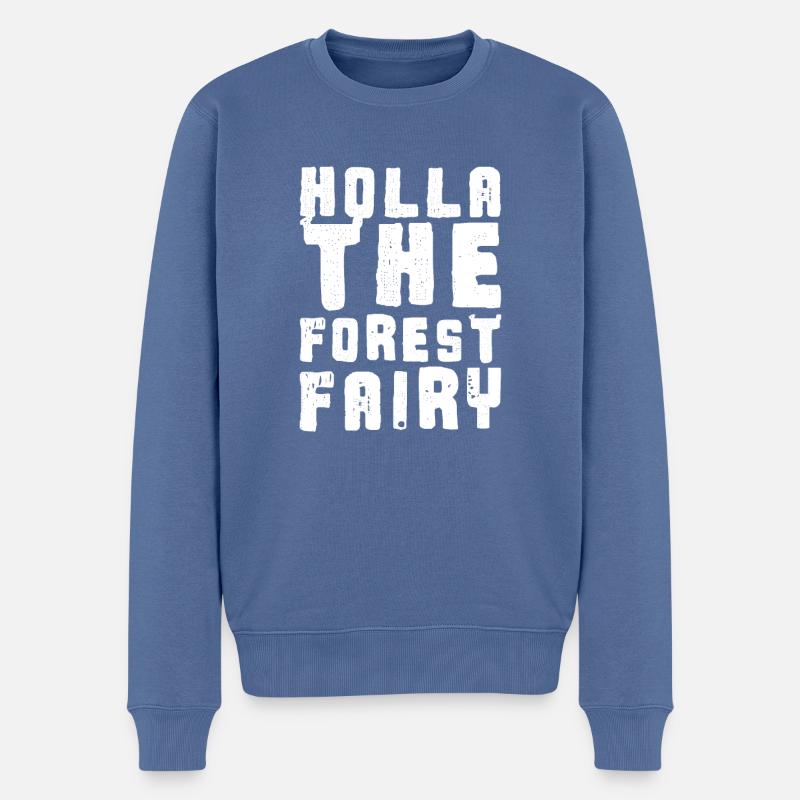 Denglish Anglais Allemand Holla la Fée de la Forêt - Pull Premium bio Homme - bleu pigeon