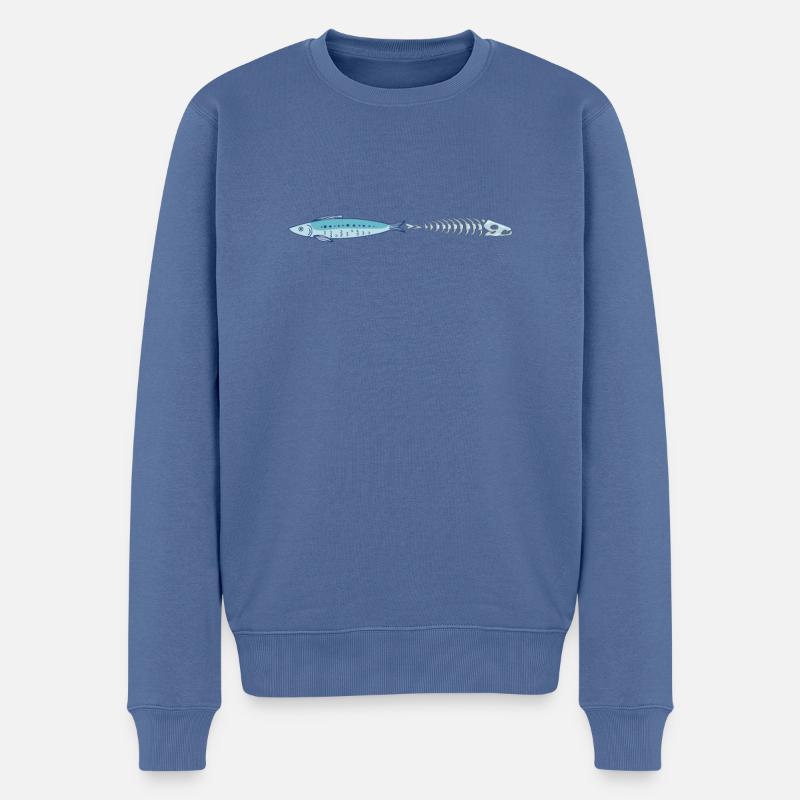 Fisch Fish - Männer Premium Bio Pullover - Taubenblau