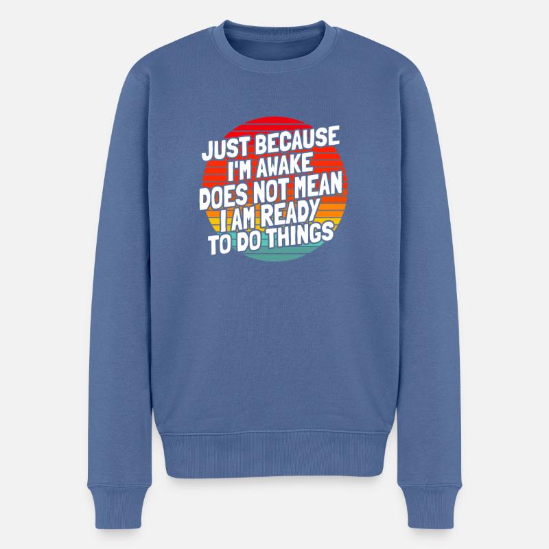 Schwarzer Humor - Männer Premium Bio Pullover - Taubenblau