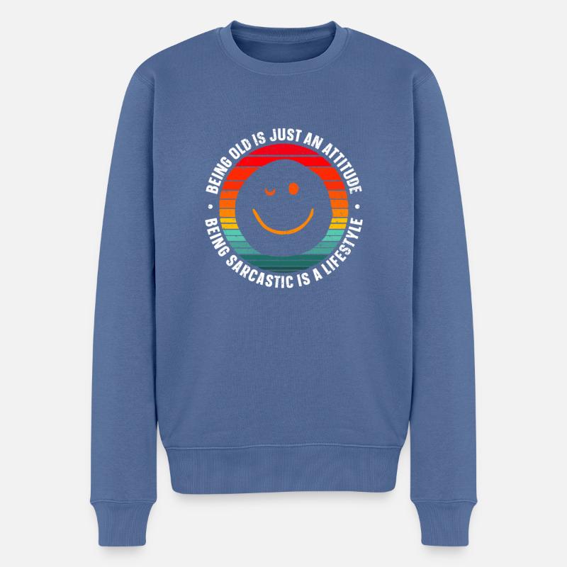 Schwarzer Humor - Männer Premium Bio Pullover - Taubenblau