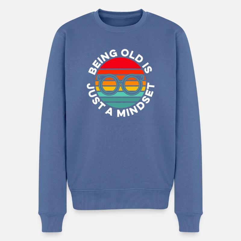 Schwarzer Humor - Männer Premium Bio Pullover - Taubenblau