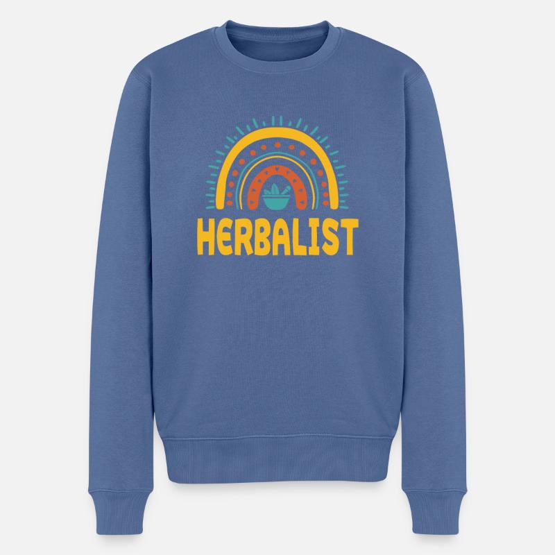 Kräuterkundler Regenbogen Design - Männer Premium Bio Pullover - Taubenblau
