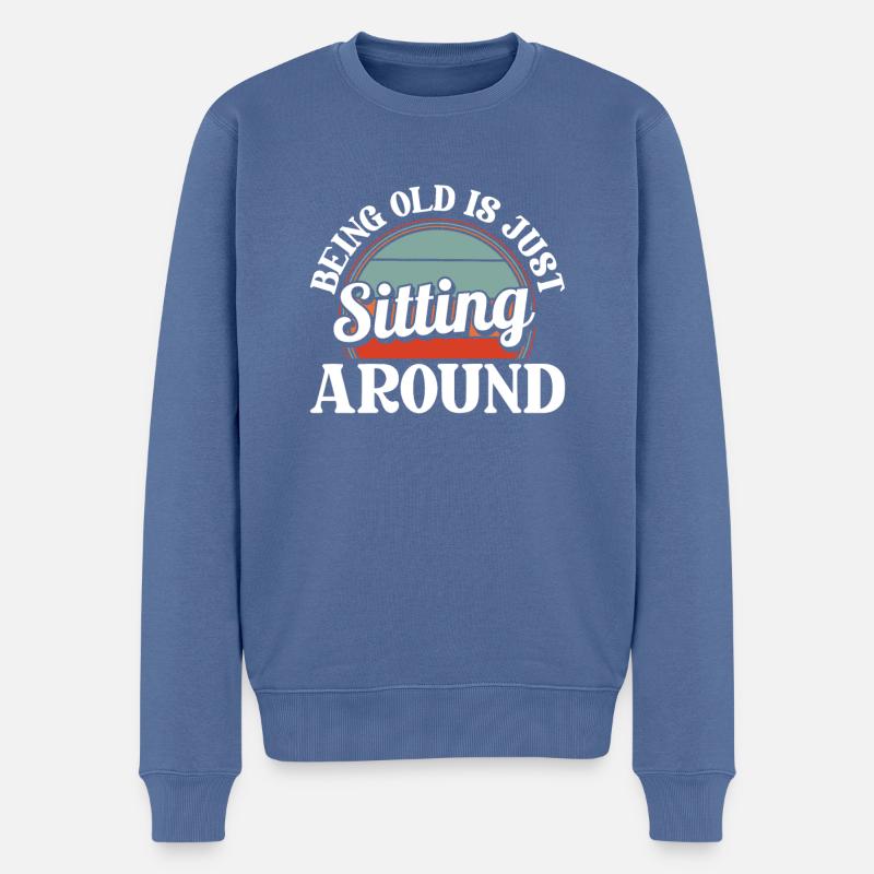 Schwarzer Humor - Männer Premium Bio Pullover - Taubenblau