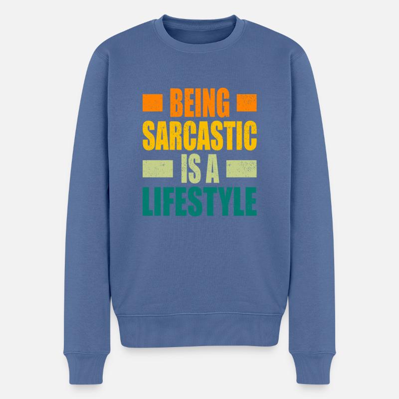 Schwarzer Humor - Männer Premium Bio Pullover - Taubenblau