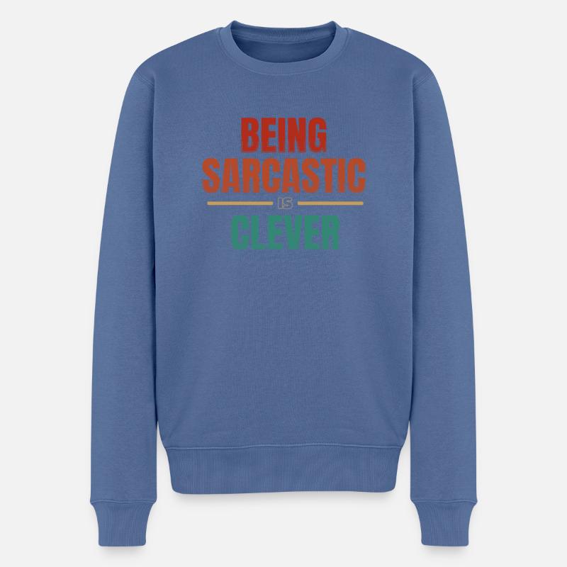 Schwarzer Humor - Männer Premium Bio Pullover - Taubenblau