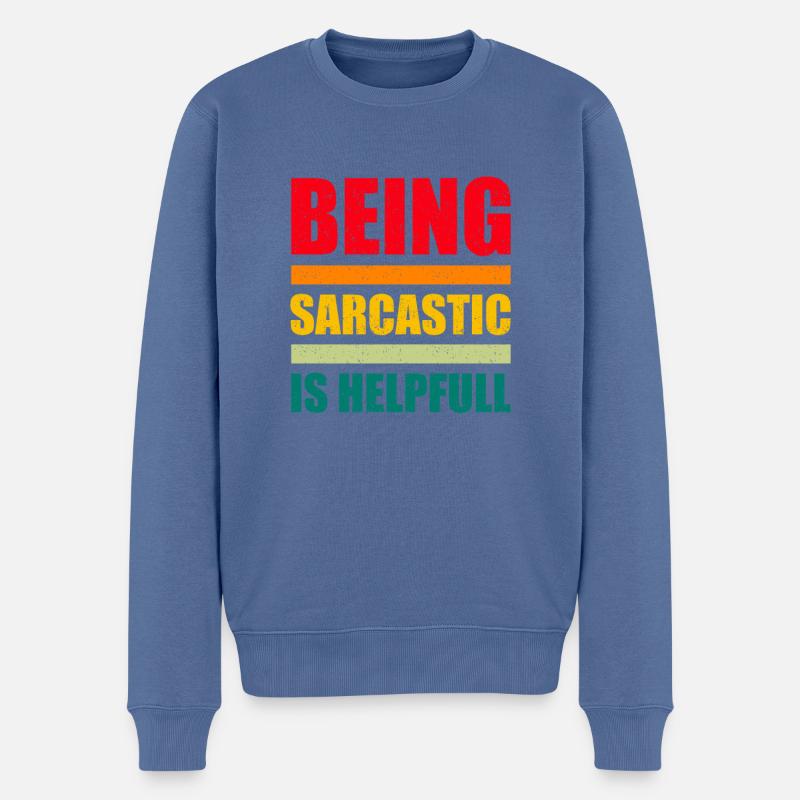 Schwarzer Humor - Männer Premium Bio Pullover - Taubenblau