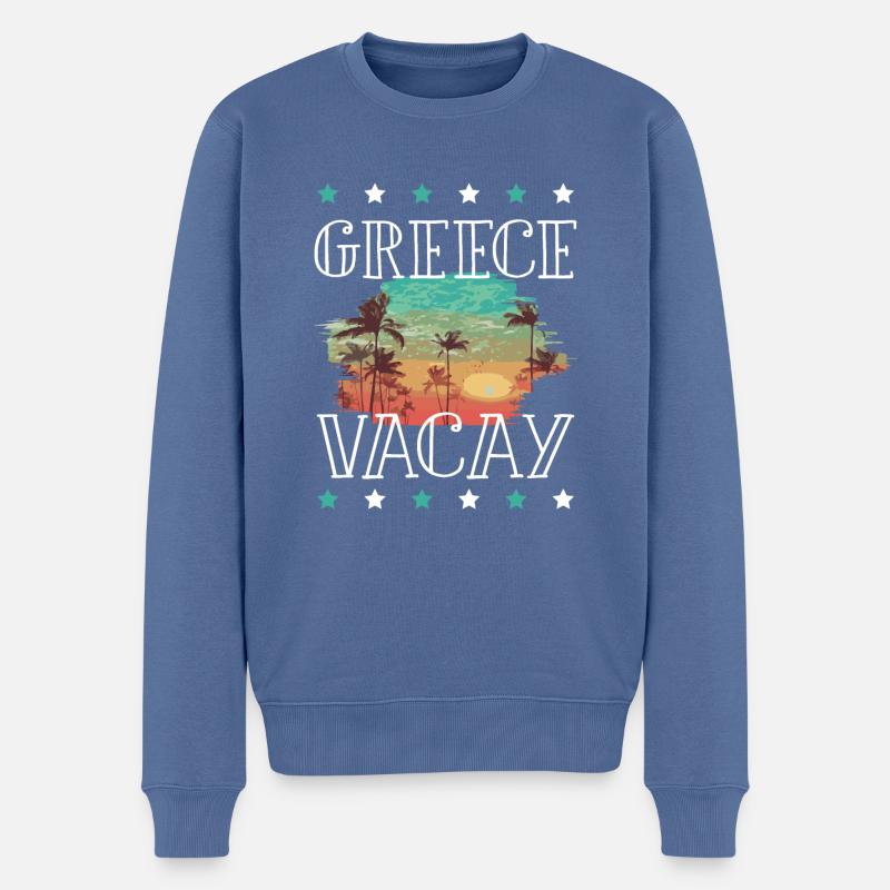 Grèce Vacances - Pull Premium bio Homme - bleu pigeon