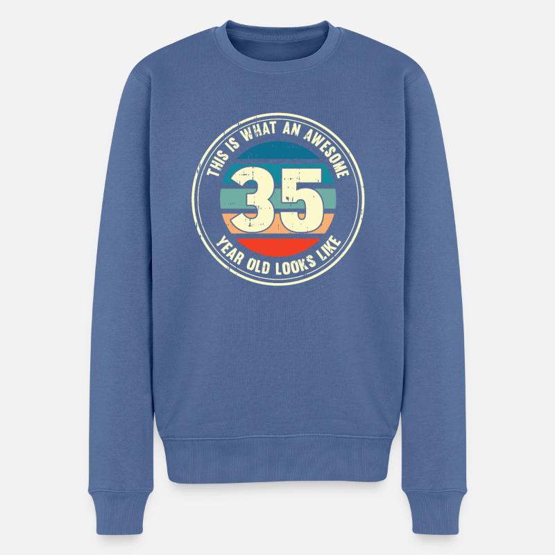 35. Geburtstag so sieht man mit 35 Retro Geschenk - Männer Premium Bio Pullover - Taubenblau