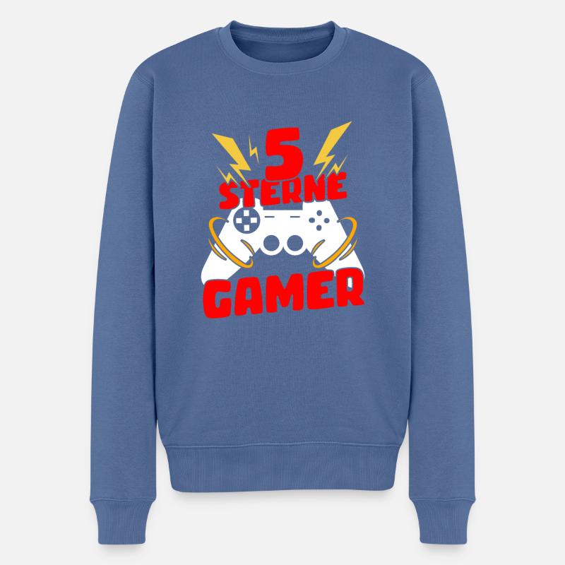 5 Sterne Gamer - Männer Premium Bio Pullover - Taubenblau