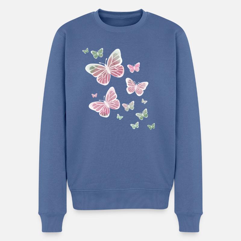 Schmetterling Schmetterlinge Natur Tier bunt Farbe - Männer Premium Bio Pullover - Taubenblau