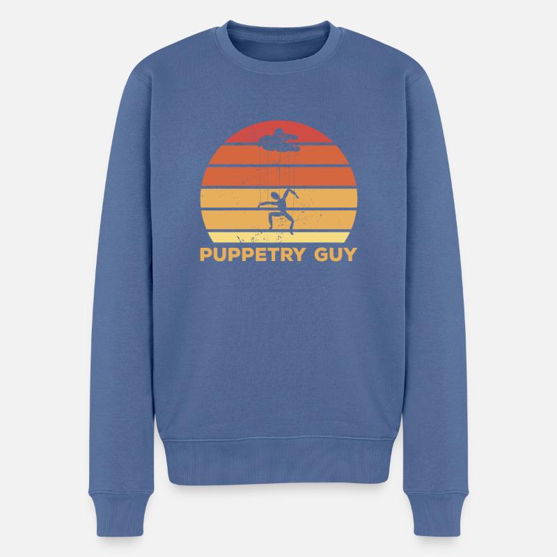 Marionnette Guy Marionnettiste Ventriloque - Pull Premium bio Homme - bleu pigeon
