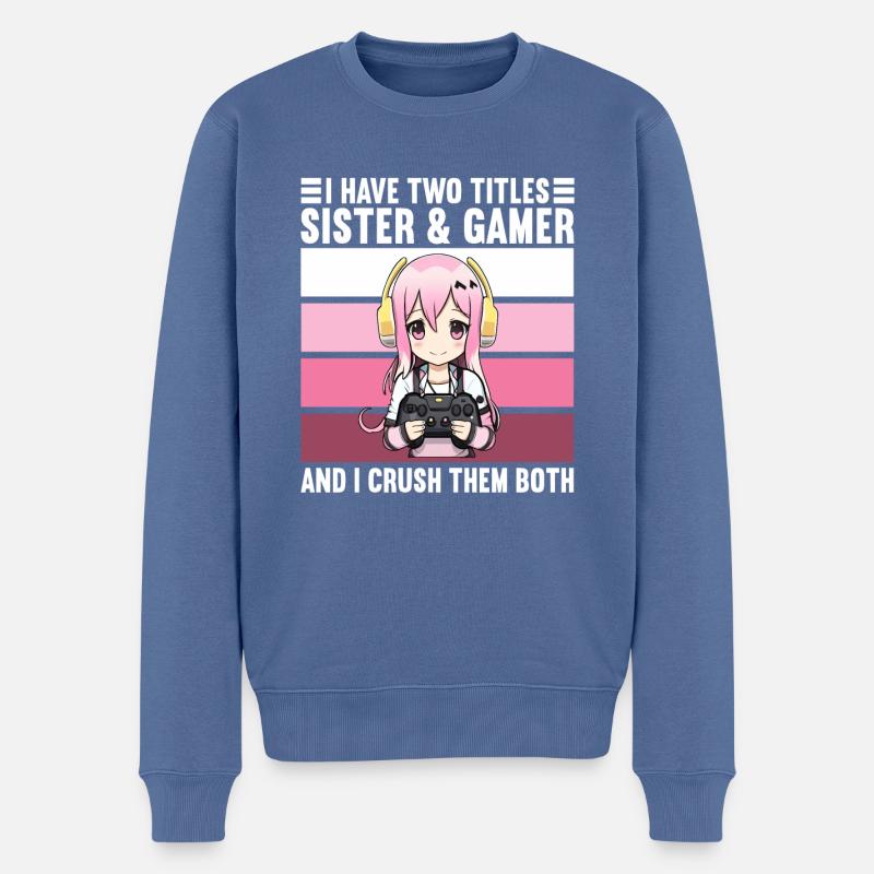 Gaming Konsole PC Zockerin Mädchen Gamer Girl - Männer Premium Bio Pullover - Taubenblau