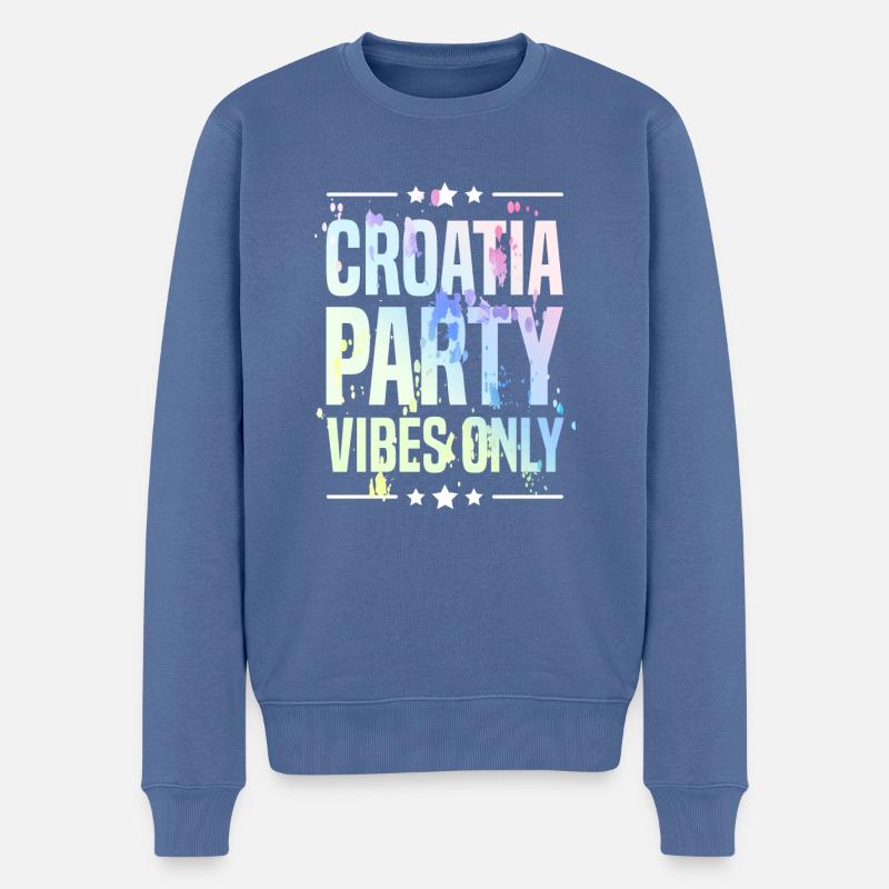 Croatie Party Vibes - Pull Premium bio Homme - bleu pigeon