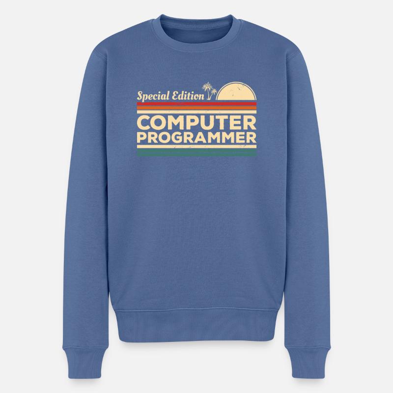 Retro Special Edition Computer Programmer - Men's Premium Organic Jumper - stone blue