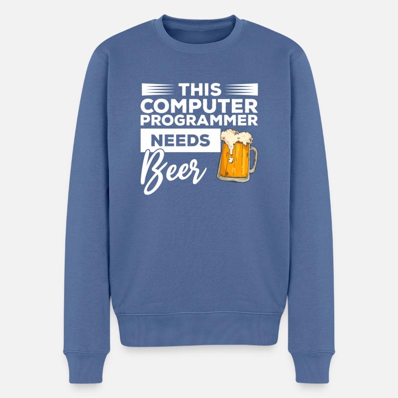 Dieser Computerprogrammierer braucht Bierprogrammierung - Männer Premium Bio Pullover - Taubenblau