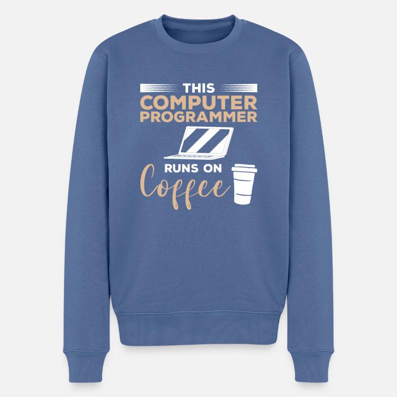 Dieser Computerprogrammierer läuft auf Kaffee - Männer Premium Bio Pullover - Taubenblau