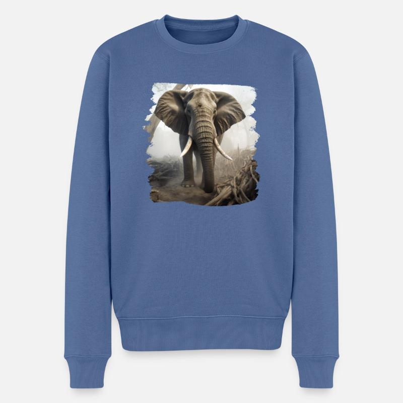 Eléphant réaliste éléphant - Pull Premium bio Homme - bleu pigeon