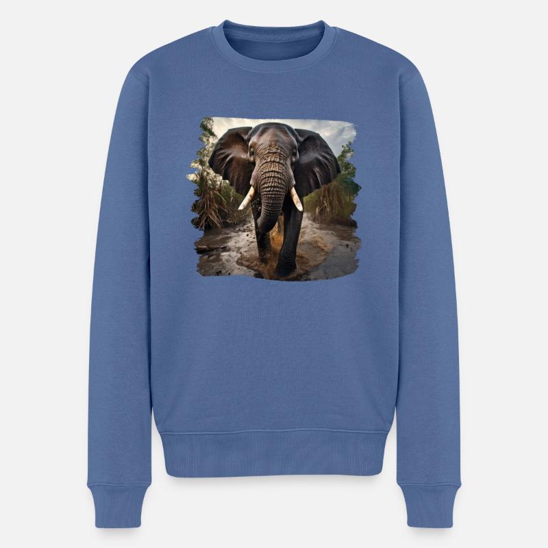 Eléphant réaliste éléphant - Pull Premium bio Homme - bleu pigeon