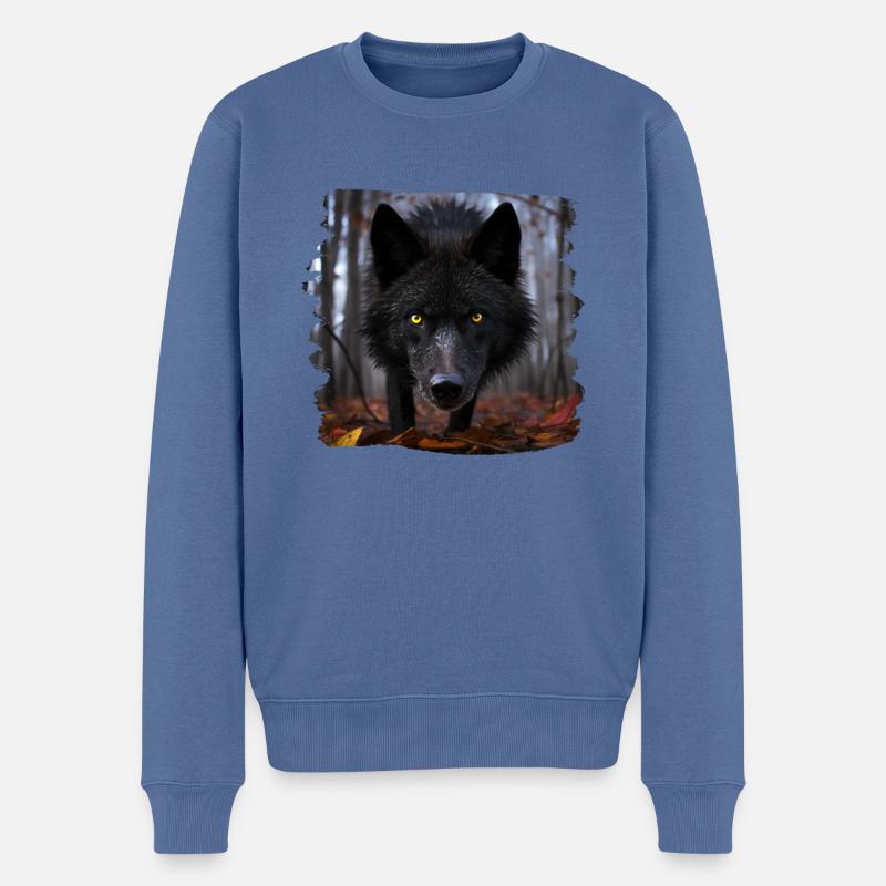 Wölfe realistic Wolf - Männer Premium Bio Pullover - Taubenblau